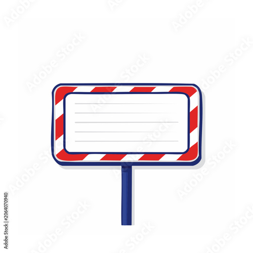 Blank red and blue striped signboard illustration