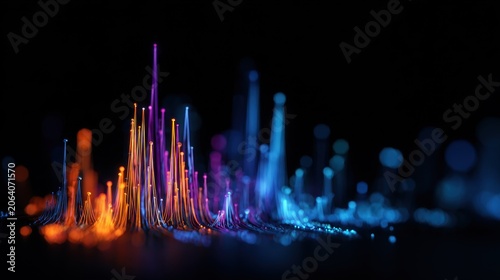 Dynamic Glowing Lines Visualizing Digital Data Flow and Future Technology Concepts