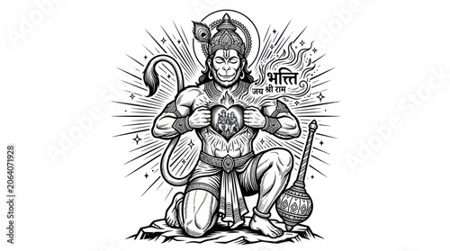 Bild auf Leinwand Lord hanuman opening chest to reveal rama and sita in his heart