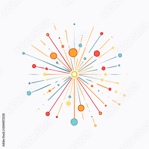 Abstract Burst of Colorful Lines and Circles