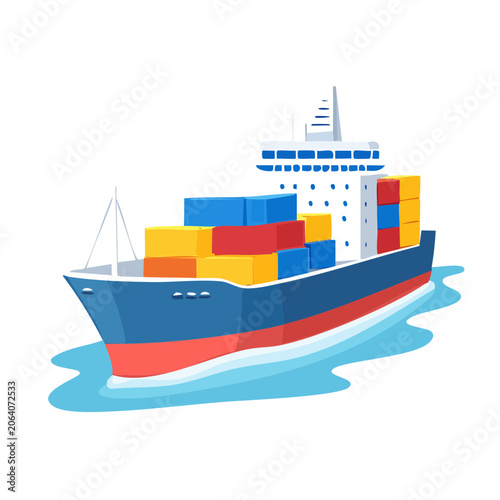 3D render of container ship with cargo