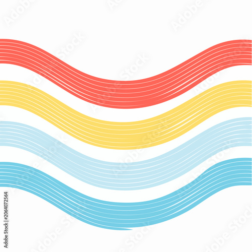Abstract Wavy Lines in Red, Yellow, and Blue