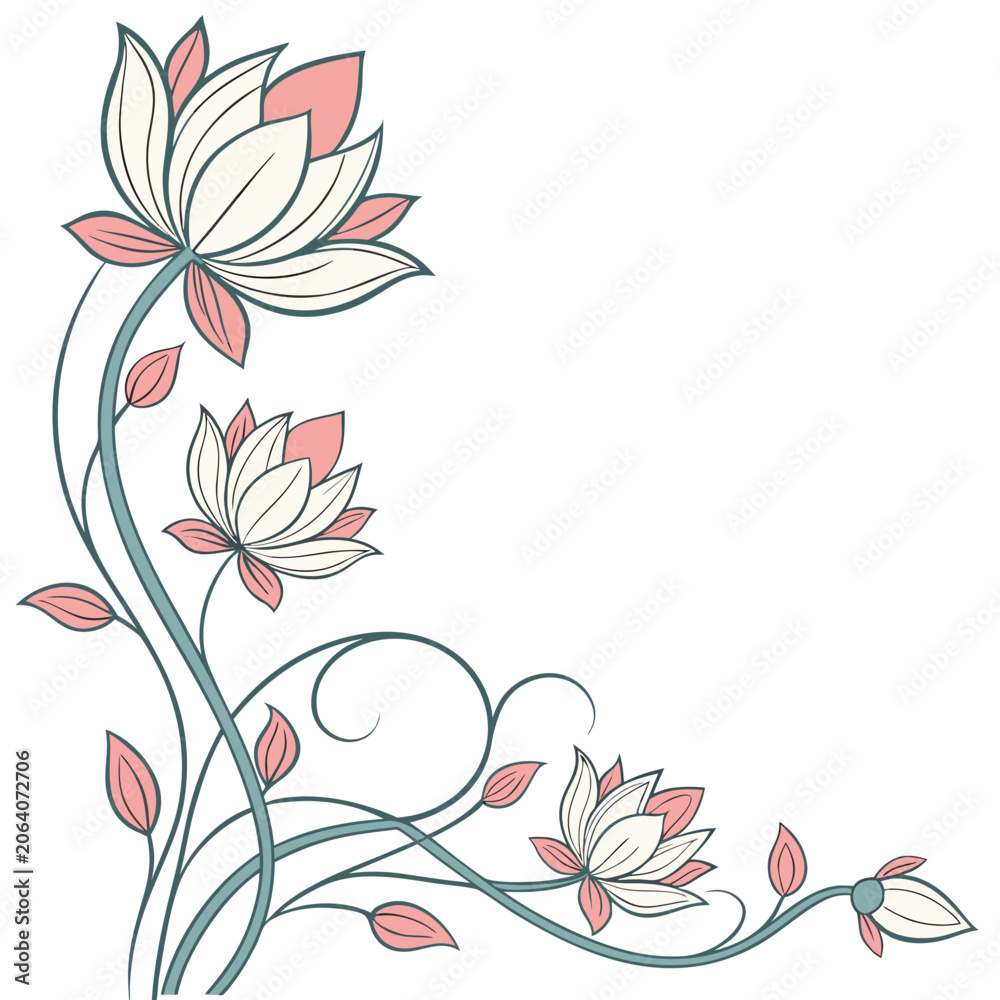 Obraz premium lotus border frame colorful on white background