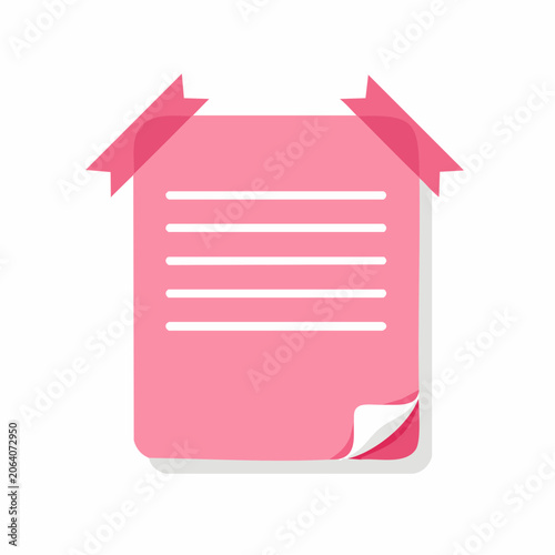 Pink Sticky Note with Lines and Tape