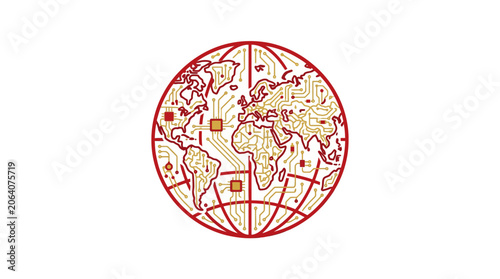 Global Technology Circuit Board Globe - Digital World Network