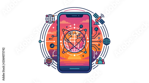 Smartphone Global Connectivity Technology Concept Art