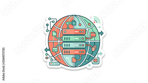 Global Network Servers Connected to Digital Globe