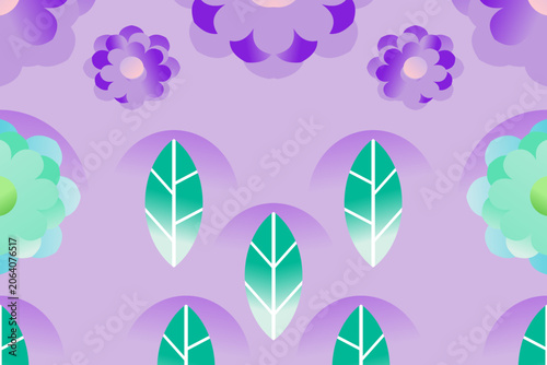 Beautiful flower and leaf paper art on pastel background.