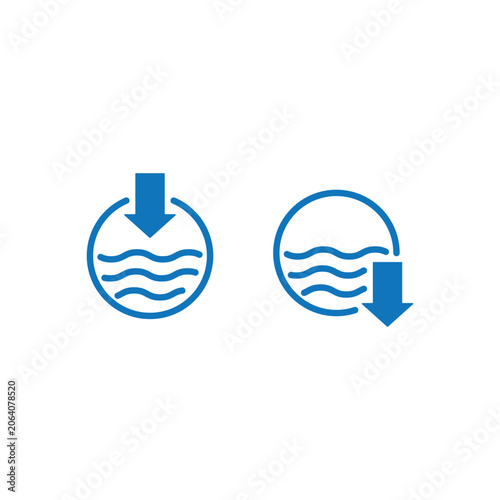 vector design of water inlet and water outlet outline circle icon