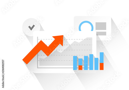 Modern vector illustration about business growth and success. Vector illustration for design about finance, investment and digital marketing.