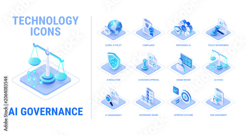 Canvastavla Technology icons set for AI Governance enterprise workflow diagram - responsible