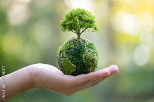 Environmental Conservation Concept With Green Earth And Growing Nature