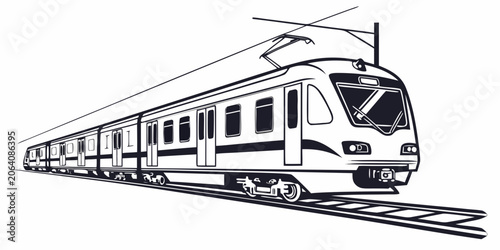 Fotografie Electric passenger train locomotive graphic icon illustration with commuter trai