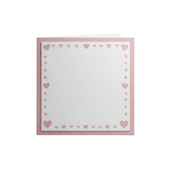 Cute pink heart border design framing an empty space isolated on transparent background