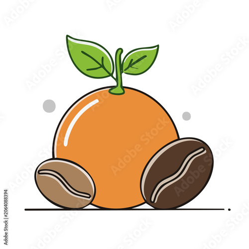 Flat design pumpkin with leaf and stem vector