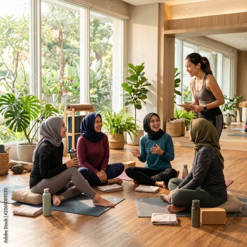  Modern Women Relaxing at a Healthy Café