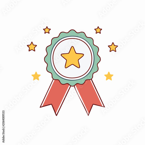 Award Ribbon with Star and Stars Icon