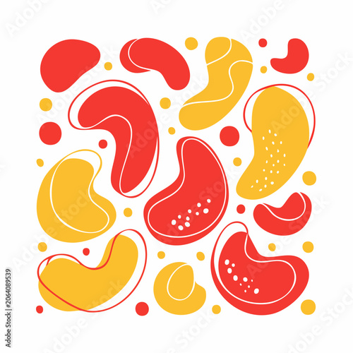 Abstract Organic Shapes Pattern in Red and Yellow