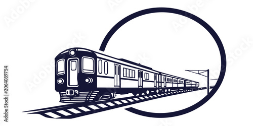 Fotografie Subway or metro train arrival graphic design on railway track with railroad tran