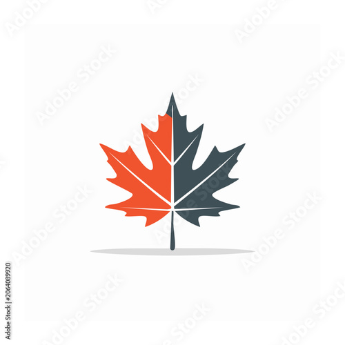Red maple leaf icon flat design