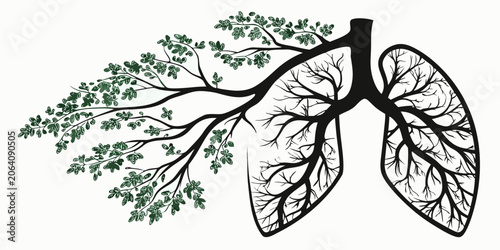 Bild auf Leinwand Human lungs structure combined with tree branches and green leaves respiratory p