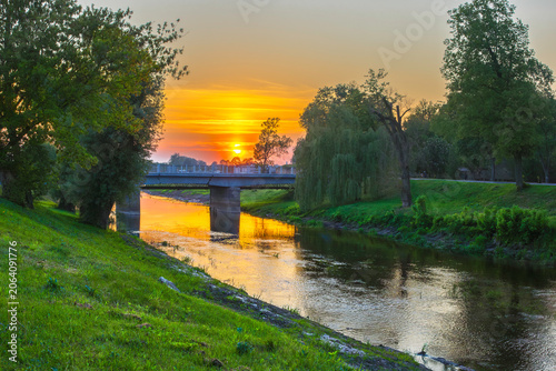 sunset over the river