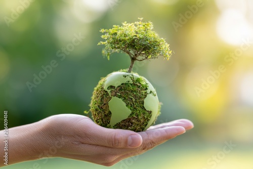 Green Planet In Human Hands Symbolizing Ecology And Environmental Protection