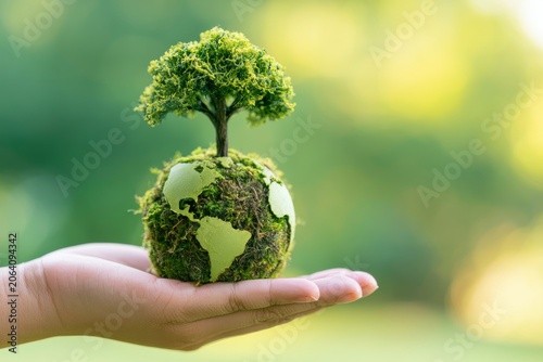 Green Planet In Human Hands Symbolizing Ecology And Environmental Protection