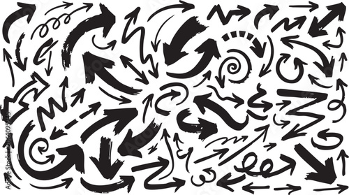 Quadro su tela A diverse set of black arrows with different styles, sizes, and directions on a