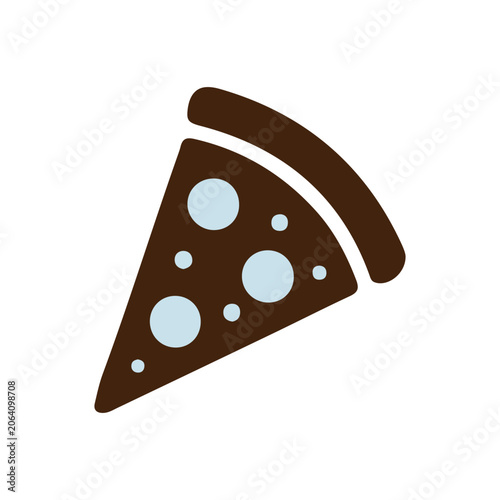 Pizza slice vector icon. Fast food pepperoni pizza illustration isolated on white background.