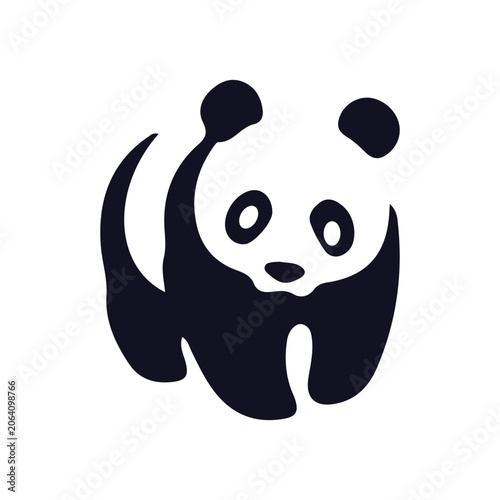 Stylized panda bear vector icon logo design. Cute animal silhouette graphic element.