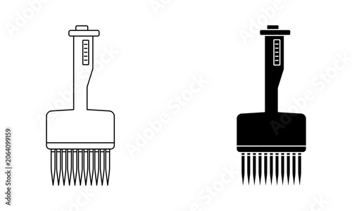 multichannel pipette, laboratory equipment icon vector illustration