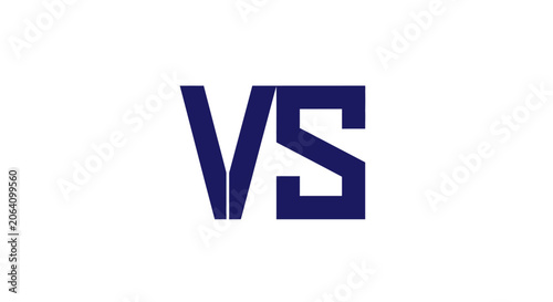 Foto Dark Blue VS Letters on White Background - Competition, Versus, Opposition Conce