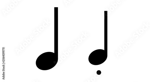 Photos Musical Notes: Eighth Note and Dotted Eighth Note on White Background