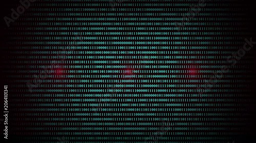 Abstract digital data stream with binary code animated background seamless loop, showcasing encryption and decryption process with shifting light, matrix-like visual.