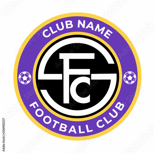 A modern football club badge vector featuring the SFC monogram, circular crest, soccer ball icon, and editable club name. Ideal for sports branding, team identity, emblems, jerseys, and badges.