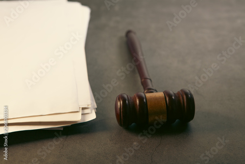 judge gavel and blank paper on table, law concept
