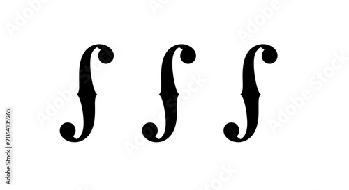 Foto Three F-hole Sound Hole Symbols from Stringed Instruments Isolated on White