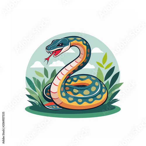 Colorful Ball Python Illustration