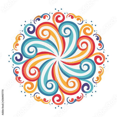 Colorful Radial Swirl Pattern with Dots