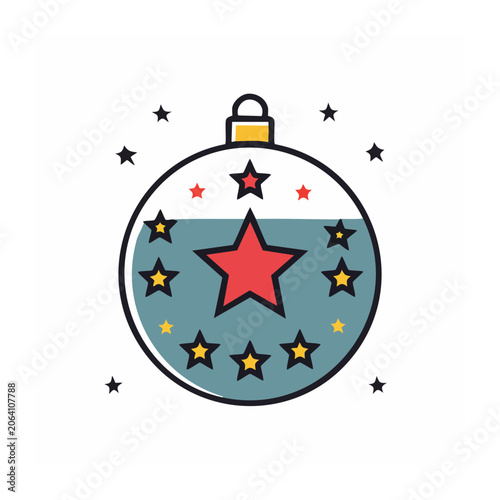 Flat design christmas ornament with stars