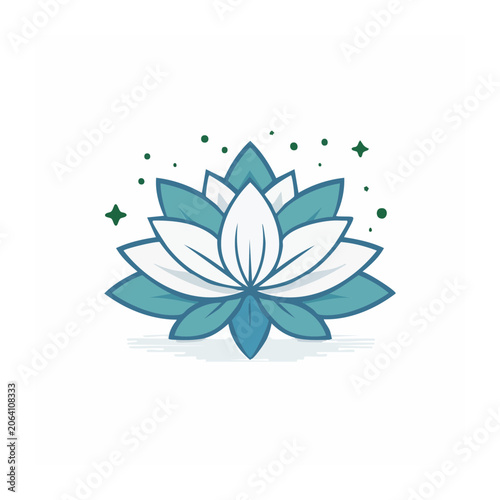 Blue lotus flower flat design illustration
