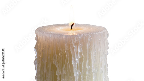 Photography Burning white candle with dripping wax