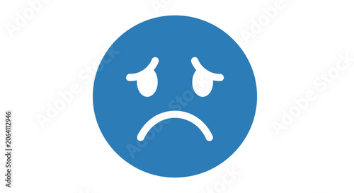 Tableau sur toile Sad Blue Face Icon, Unhappy Emotion, Disappointment, Negative Feeling