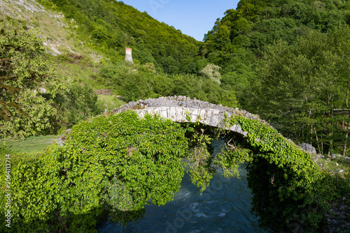 Photography Medieval Basla bridge (Tsarina Tamara Bridge) on a sunny May day