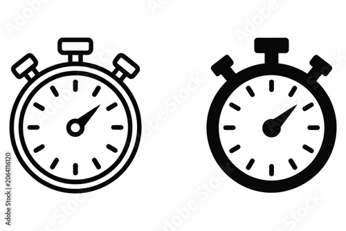 Foto Stop Watch Icons Featuring Timer, Chronometer, Countdown, and Time Tracking Symb