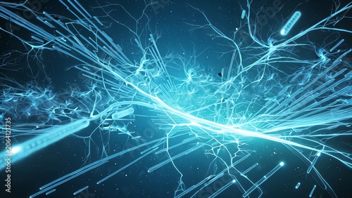 Futuristic Neon Neural Network Burst in Space