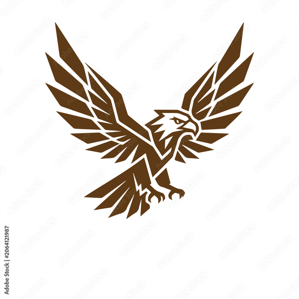 Fototapeta premium Geometric eagle bird logo with wings spread geometric strength predator