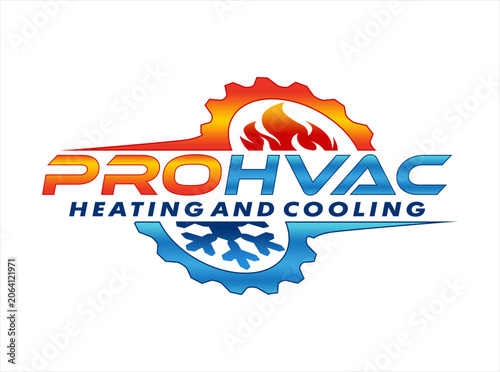  Hvac heating and cooling logo vector design template simple on white background
