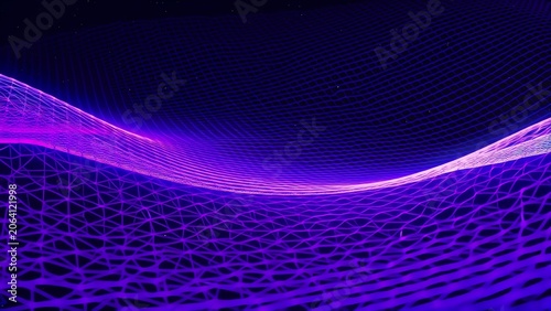 Vibrant Purple Wave Mesh Pattern Lit by Neon Light